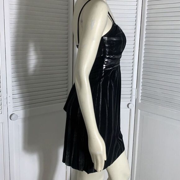 Vintage 90’s Y2K Black Empire Waist Metallic Party Dress Size Small - Picture 7 of 16